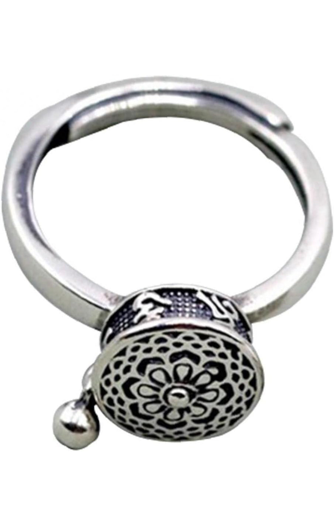 Anillos Giratorios, Chapado en plata antigua, Anillo De Rueda De Oración Tibetana Budista Buena Suerte Anillo Ajustable