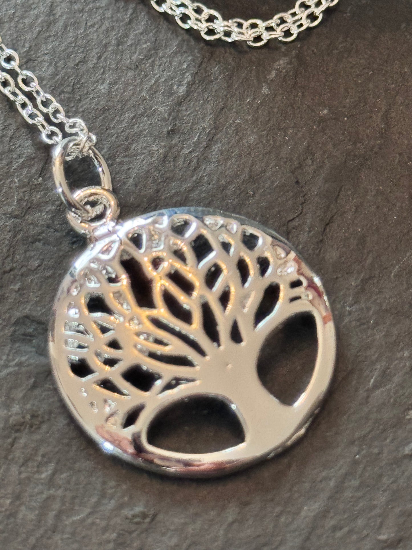 Colgante con cadena de plata de ley 925, árbol de la vida.